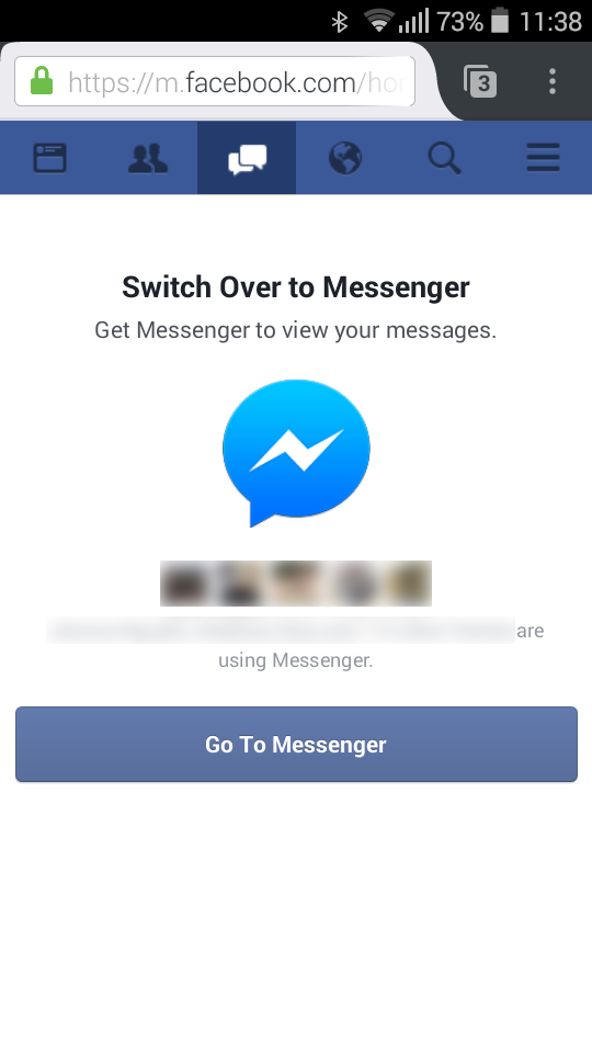 Facebook messages on mobile website