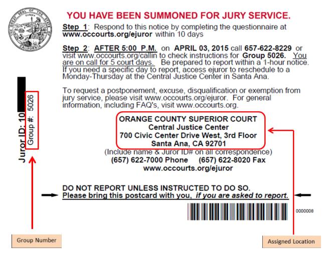 Example of an Orange County jury summons