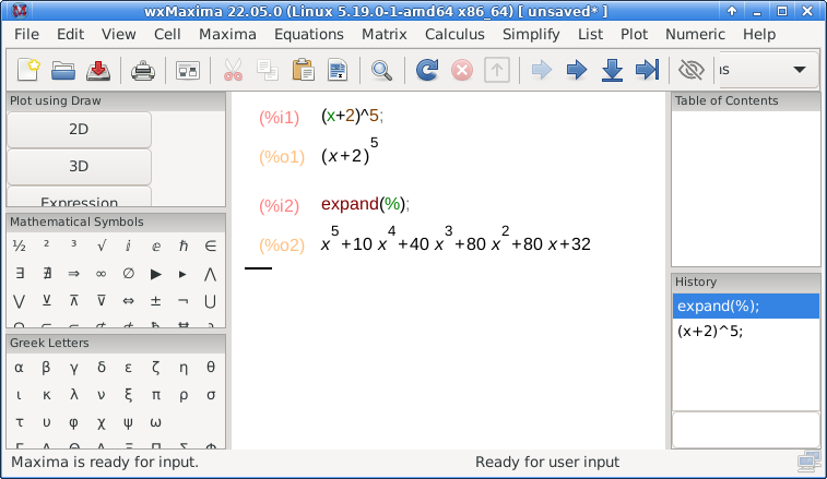 Calculation with result that is the expanded version of the previous expression
